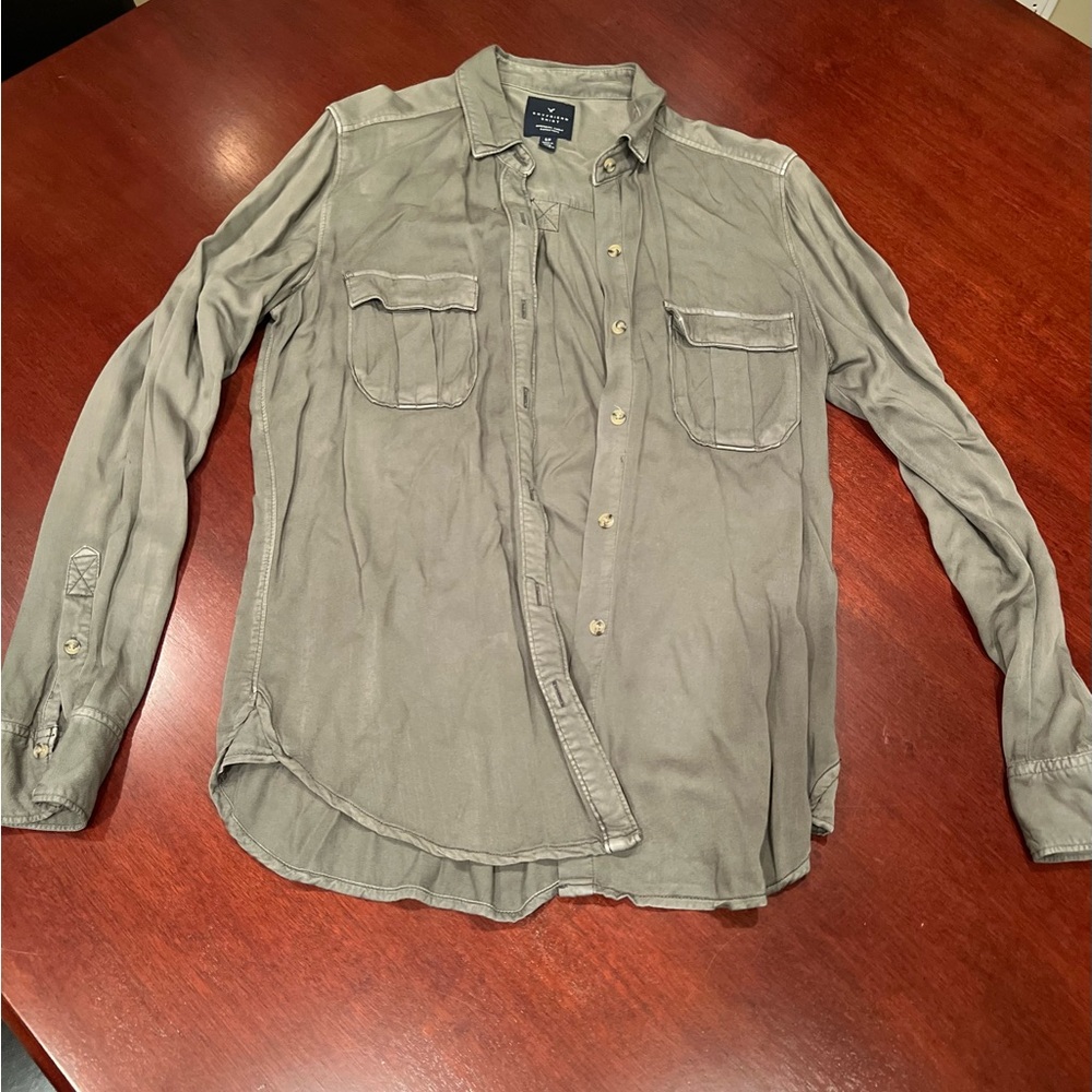 American Eagle Outfitters Sage Green Boyfriend Shirt
